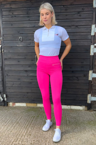 SPORT ACTIVE DRY Neon Pink Water Repellent No Grip Riding Tights inc Thigh Pocket