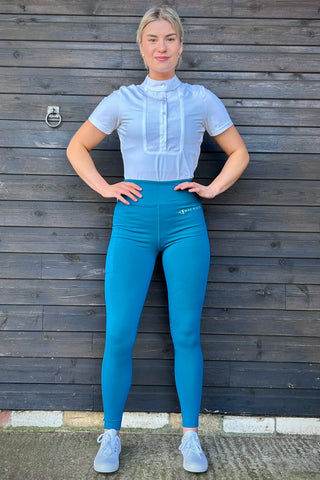 VERSATILE DRY Petrol Water Repellent Riding Tights with Knee Grip High Waist & Thigh Pocket