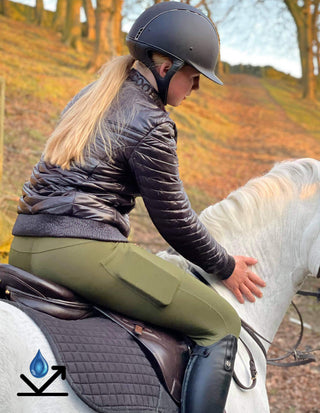 VERSATILE DRY Water Repellent Riding Tights with Knee Grip High Waist & Thigh Pocket
