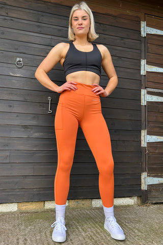 SPORT ACTIVE DRY Orange Water Repellent No Grip Riding Tights inc Thigh Pocket