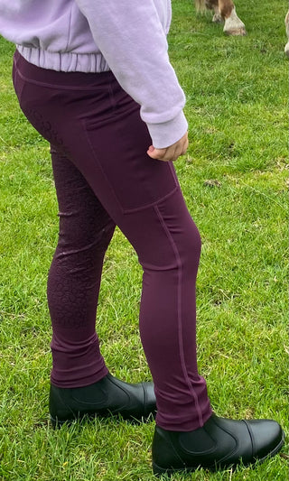 JUNIOR Versatile Aubergine Full Grip Riding Tights