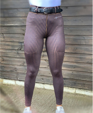 Houndstooth Riding Tights Knee Grip Micro Fleece with Twin Pockets
