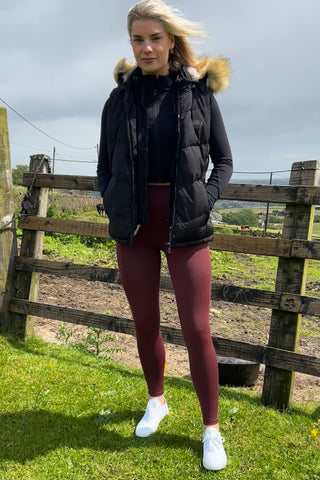 VERSATILE DRY Chilli Chocolate Water Repellent Riding Tights with Knee Grip High Waist & Thigh Pocket