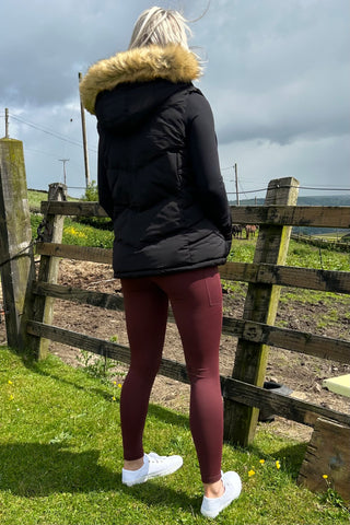 VERSATILE DRY Chilli Chocolate Water Repellent Riding Tights with Knee Grip High Waist & Thigh Pocket