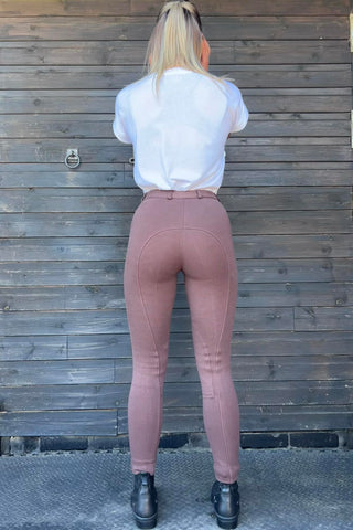 KTY Brown Traditional Cotton Two Tone Ladies Jodhpurs inc. Knee Patch Jodhpurs.uk