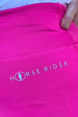 VERSATILE DRY Water Repellent Riding Tights with Knee Grip High Waist & Thigh Pocket - Neon Pink