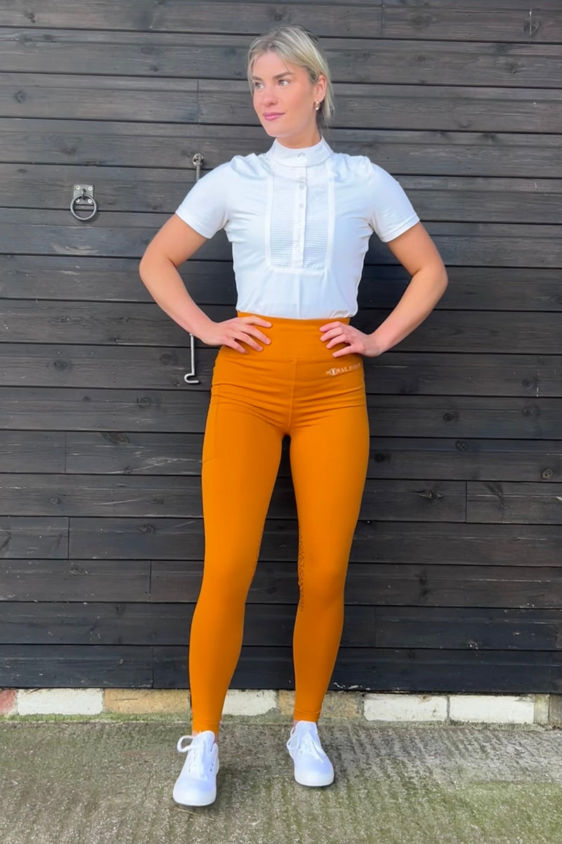 VERSATILE DRY Ginger Water Repellent Riding Tights with Knee Grip High Waist & Thigh Pocket Jodhpurs.uk