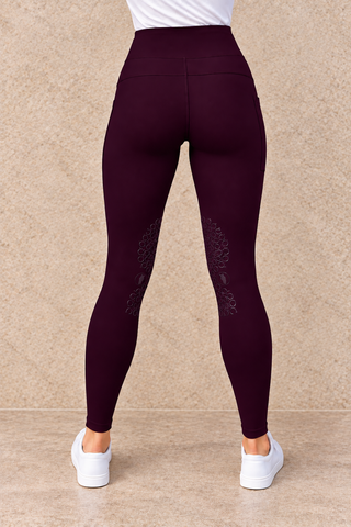 VERSATILE DRY Aubergine Knee Grip Riding Tights Jodhpurs.uk