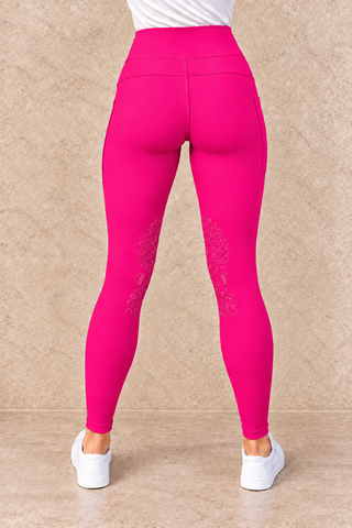 VERSATILE DRY Neon Pink Knee Grip Riding Tights Jodhpurs.uk