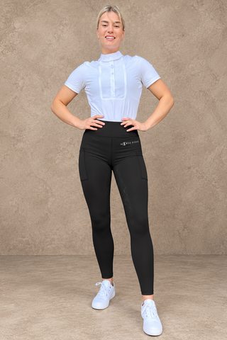 VERSATILE PRO DRY Water Repellent Riding Tights, Full Grip, Two Pockets, Black Jodhpurs.UK