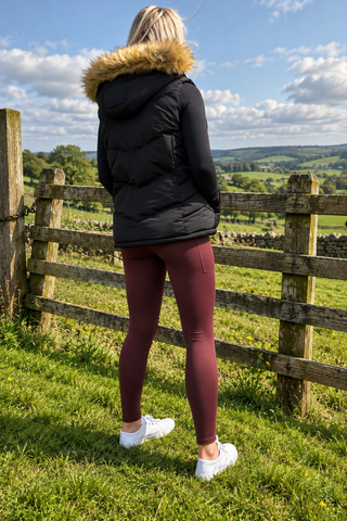 VERSATILE DRY Chilli Chocolate Water Repellent Riding Tights with Knee Grip & Thigh Pocket Jodhpurs.uk