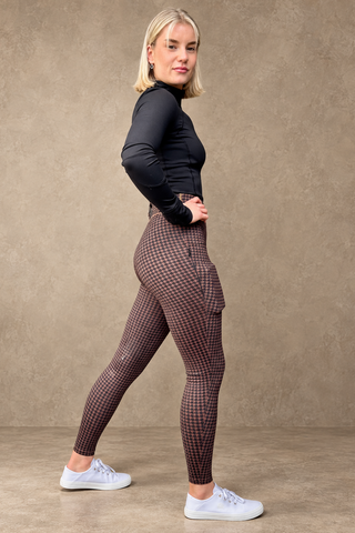 NEO Houndstooth Riding Tights Knee Grip Micro Fleece with Twin Pockets Jodhpurs.uk