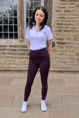 JUNIOR Versatile Aubergine Full Grip Riding Tights Jodhpurs.uk