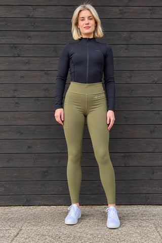 VERSATILE DRY Chive Water Repellent Riding Tights with Knee Grip & Thigh Pocket Jodhpurs.uk