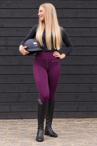 VERSATILE DRY Aubergine Knee Grip Riding Tights Jodhpurs.uk