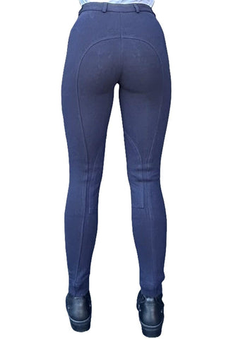 KTY Navy Traditional Cotton Two Tone Ladies Jodhpurs inc. Knee Patch Jodhpurs.uk