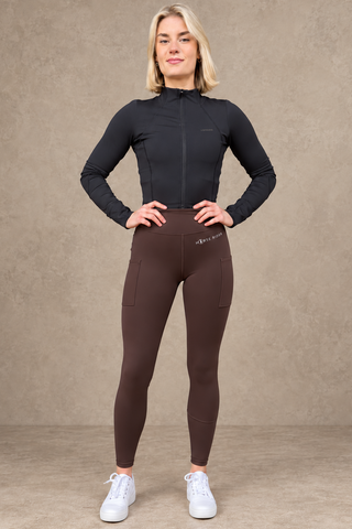 VERSATILE PRO Chocolate Water Repellent Knee Grip Riding Tights with Two Pockets Jodhpurs.UK