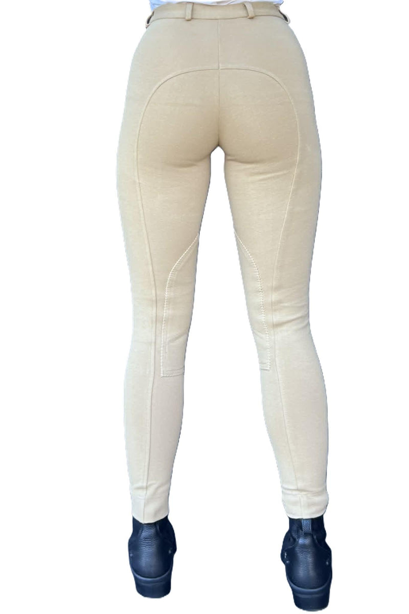KTY Dark Beige Traditional Cotton Two Tone Ladies Jodhpurs inc. Knee Patch Jodhpurs.uk