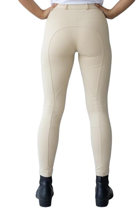 KTY Light Beige Traditional Cotton Two Tone Ladies Jodhpurs inc. Knee Patch Jodhpurs.uk