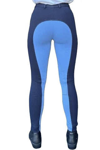 KTY Navy/Baby Blue Traditional Cotton Two Tone Ladies Jodhpurs inc. Knee Patch Jodhpurs.uk