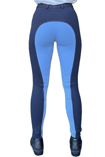 KTY Navy/Baby Blue Traditional Cotton Two Tone Ladies Jodhpurs inc. Knee Patch Jodhpurs.uk