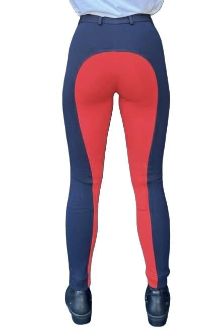 KTY Navy/Red Traditional Cotton Two Tone Ladies Jodhpurs inc. Knee Patch Jodhpurs.uk
