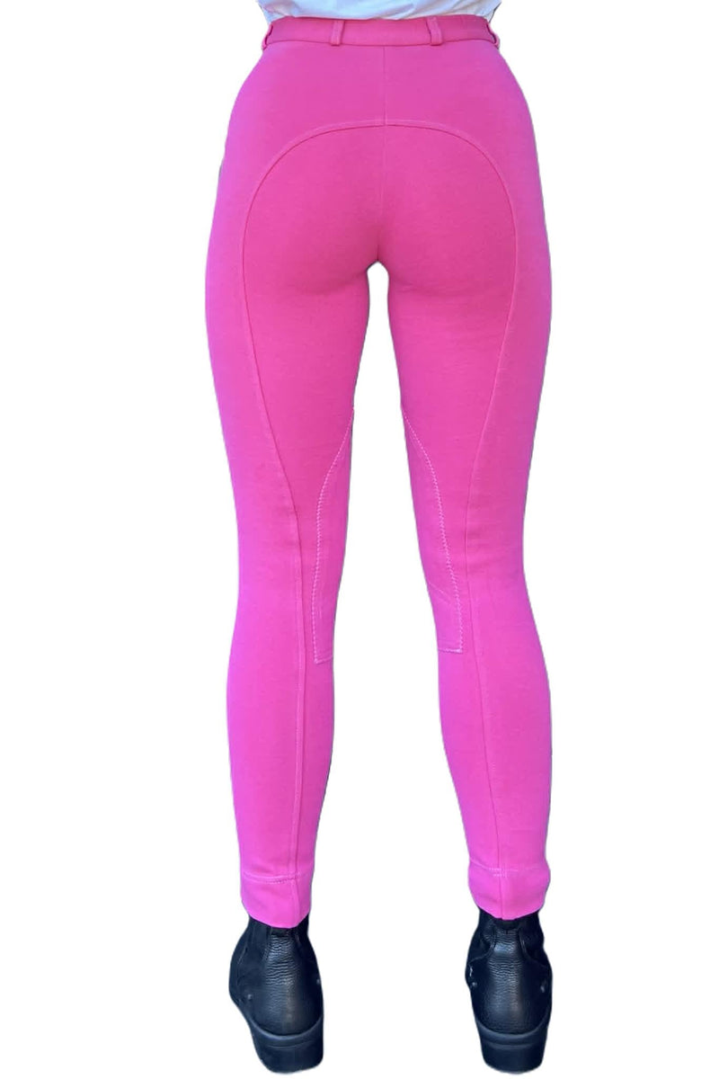 KTY Pink Traditional Cotton Two Tone Ladies Jodhpurs inc. Knee Patch Jodhpurs.uk