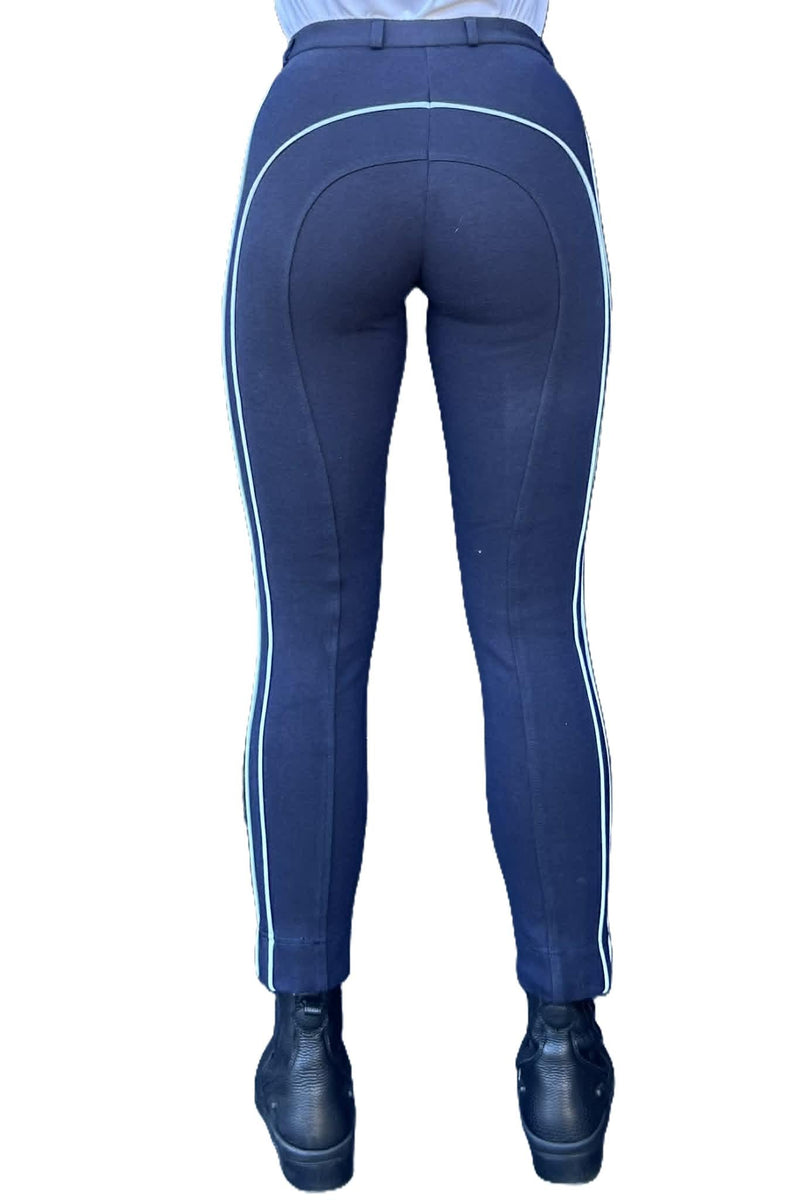 KTY Pinstripe Navy/Blue Traditional Cotton Two Tone Ladies Jodhpurs inc. Knee Patch Jodhpurs.uk