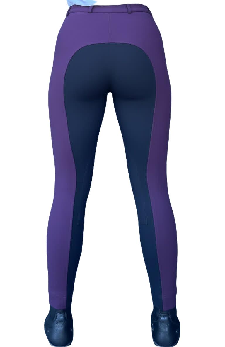 KTY Purple/Black Traditional Cotton Two Tone Ladies Jodhpurs inc. Knee Patch Jodhpurs.uk