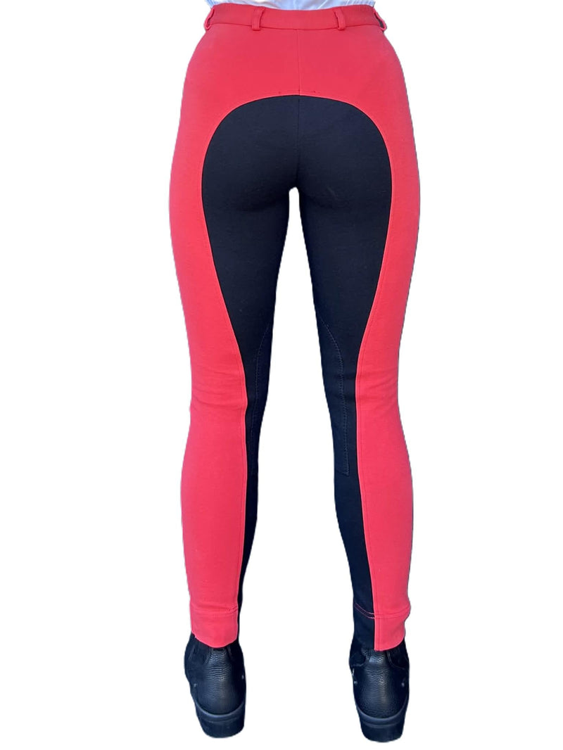 KTY Red/Black Traditional Cotton Two Tone Ladies Jodhpurs inc. Knee Patch Jodhpurs.uk