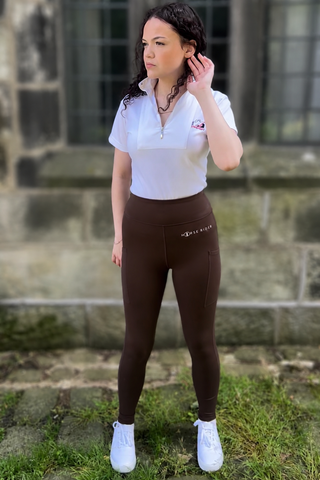 VERSATILE TWO POCKET Dry Chocolate Water Repellent Riding Tights with Knee Grip Jodhpurs.UK